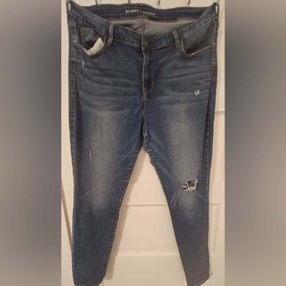 Old Navy Distressed Blue Jeans Size 16 Regular Midrise